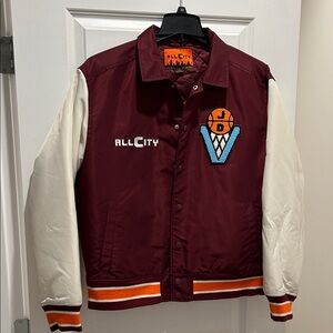 Just Don Maroon Varsity Jacket
